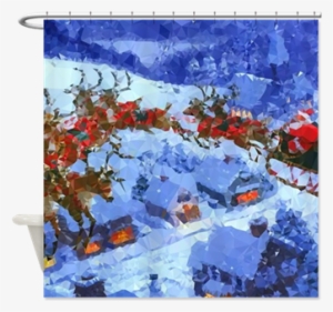 Christmas Sleigh Santa Claus Reindeer Shower Curta> - Santa Town: The Wonders Of A Christmas Season