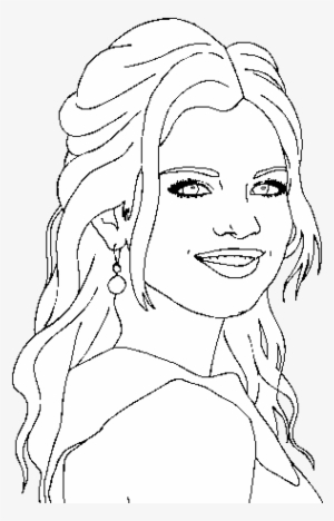 Download Selena Gomez With Curly Hair Coloring Page - Drawing - 600x470 PNG Download - PNGkit