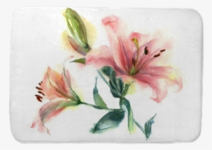Watercolor Painting Of Flowers - Lirio Y Flores Acuarela