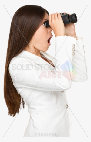 Stock Photo Of Surprised Asian Brunette Businesswoman - Binoculars Woman Png Transparent