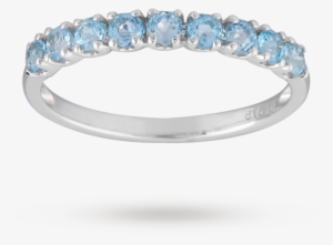 Blue Topaz Eternity Ring In 9 Carat White Gold - Colored Gold