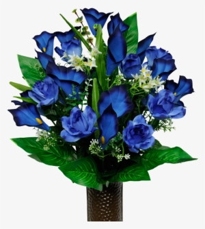 Blue Rose & Calla Lily - Ruby's Silk Flowers Blue Rose And Calla Lily Mix Artificial