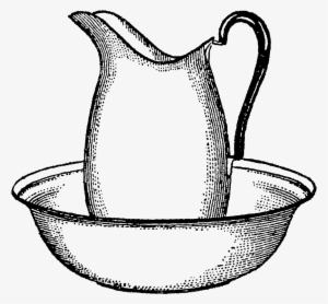 Vintage Pitcher And Bowl Bath Digital Clip Art Banner - Clip Art