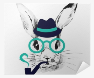 Hand Drawn Watercolor Sketch Portrait Poster • Pixers® - Hipster Rabbit