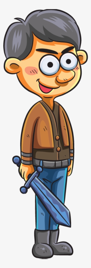 Funny Cartoon Man Holding Sword - Cartoon Man With Sword