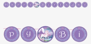 Unicorn Fantasy Circle Ribbon Birthday Banner - Unicorn Fantasy Ribbon Banner