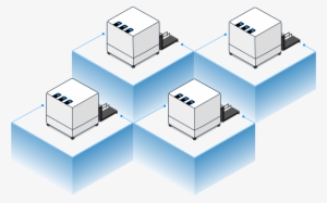 Four Machines Stacked In A Diamond Cube Pattern - Diagram