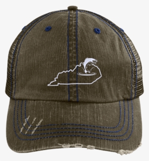 Largemouth Bass Fishing Hat Kentucky Black Bass Fishing - Audi Distressed Unstructured Trucker Cap