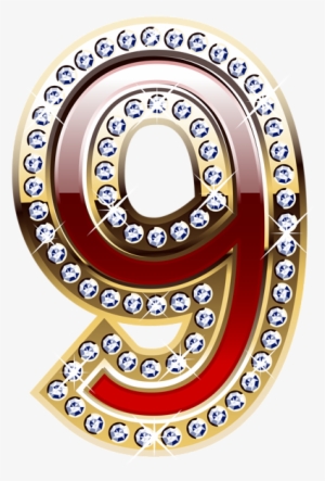 Gold And Red Number Nine Png Clipart Image - Gold Numbers Png Transparent