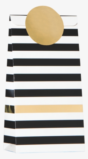 Black And White Horizontal Stripe Favor Bag With Gold - Stairs
