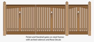 Picket And Handrail Pedestrian And Driveway Gates With - Picket Fence