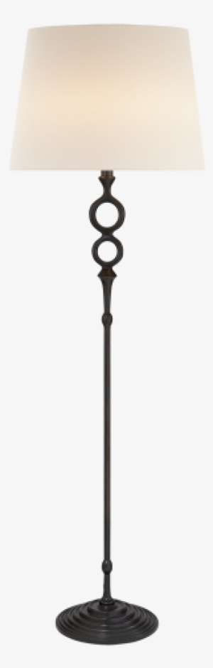Bristol Floor Lamp In Aged Iron With Linen Shade - Long Lamp