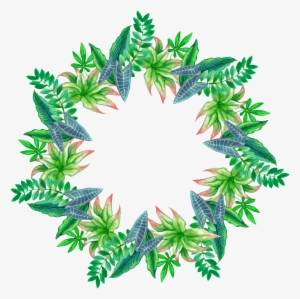 Hand Painted Tropical Leaves Stars Ring Png Transparent - Portable Network Graphics