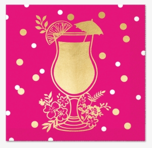 Hot Pink Drink Foil Napkin - Plate