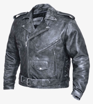 Men's Motorcycle Riding Distressed Grey Police Style - Skindjakke