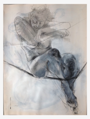 Thursday Morning, Conte Crayon And Chalk On Gesso 74x54cm - Art