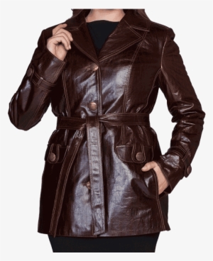 Golden Long Leather Jacket - Ladies Leather Jacket