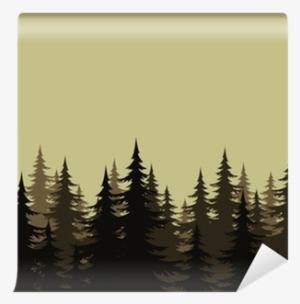Seamless Landscape, Forest, Silhouettes Wall Mural - Evergreen Tree Line Silhouette