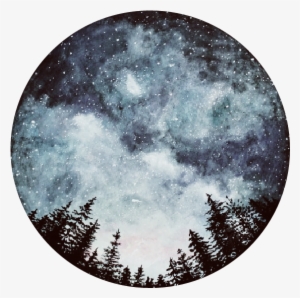 Milkyway Forest Silhouette Silhouettes Tree Trees Galax - Circle Watercolor Galaxy