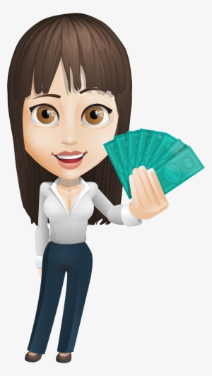 Businesswoman Vector Holding Money - Businesswoman Vector