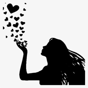 Silhouette Woman With Hearts In Hand Woman Silhouette,