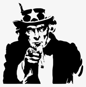 Black, Outline, States, Hand, Silhouette, Person, White - Want You Uncle Sam Black And White