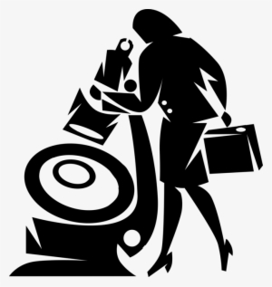 Vector Illustration Of Businesswoman Looks Through - Illustration