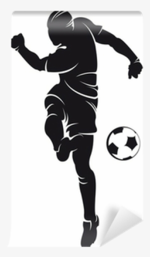 Vector Football Player Silhouette With Ball Isolated - Silueta Jugador De Futbol Vector