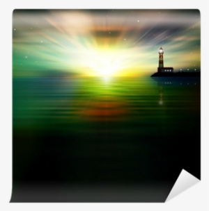Abstract Background With Silhouette Of Lighthouse Wall - Lighthouse