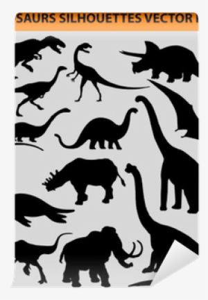 Vector Pack With 13 Dinosaur Silhouettes Wall Mural - 1s Tee Dinosaur Velociraptor Teeth
