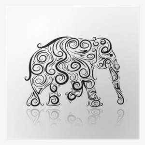Ornamental Elephant Silhouette For Your Design Poster - Silhouette Elephant Shape