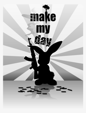 Silhouette, Cartoon, Bunny, Easter, Gun, Machine - Bunny With Machine Gun
