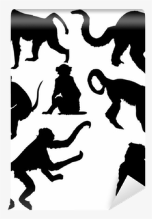Seven Isolated Monkey Silhouettes Wall Mural • Pixers® - Silhouette