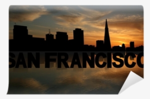 San Francisco Skyline Reflected Text Sunset Illustration - San Francisco