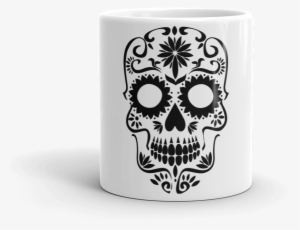 Sugar Skull Silhouette 2400px Mockup Front View 11oz - Sugar Skull Day Of The Dead Tacos