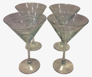 Vintage Etched Crystal Martini Glasses - Martini Glass