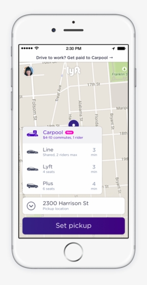 Lyft Carpool Pax Screen - Mobile App