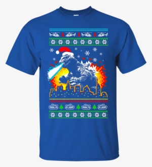 Godzilla Ugly Christmas Sweater-style Printed Tee - T-shirt