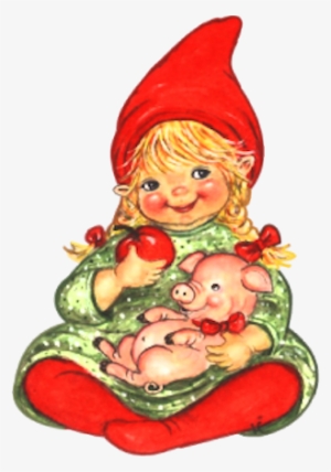 Cute Gnome And Her Pig - Gnome