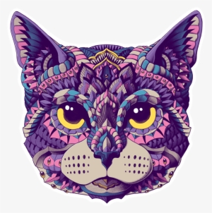 Bioworkz Cat Head Sticker - Mandalas De Gatos Con Color