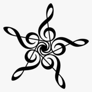Music Notes Flower Tattoo - Treble Clef Star
