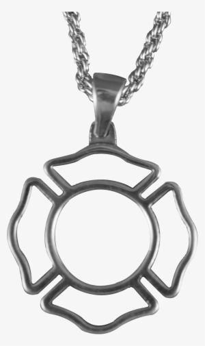 Maltese Cross Outline Necklace - Fire Rescue Maltese Cross