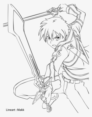 Sword Art Online Coloring Pages 306828 Throughout - Sword Art Online Kirito Outline