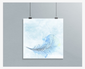 Poster Matte - Baby-blau-feder-aquarell-wäsche Wurfs-kissen Kissen