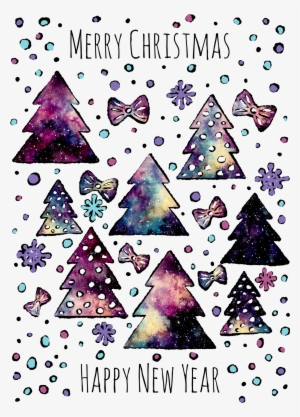 Hand Painted Eight Watercolor Christmas Tree Png Transparent - Illustration
