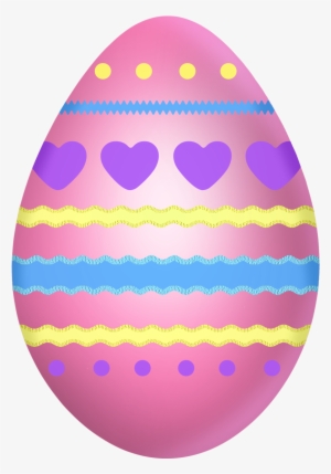 Easter Pink Egg With Hearts Png Clipart Picture - Free Easter Eggs Clip Art