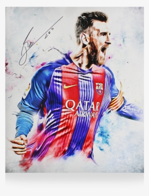 Lionel Messi Official Signed Barcelona Artwork - Messi Celebration Drawing