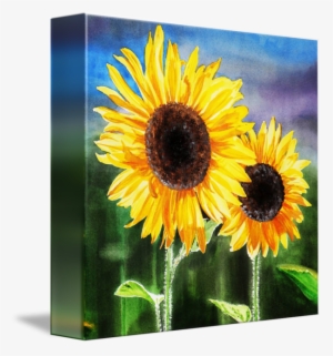 "two Happy Sunflowers Painting" By Irina Sztukowski, - Canvas Print