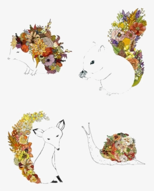 Drawing Watercolor Painting Illustrator Illustration - Drawing Flower With Animal