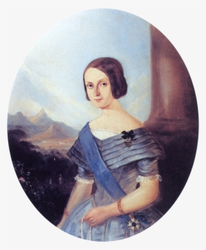 Half-length Painted Portrait Of A Smiling Young Woman - Teresa Cristina Of The Two Sicilies